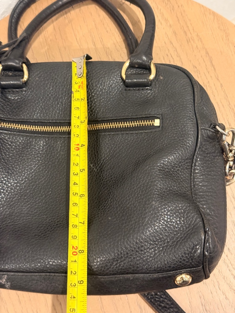 Michael Kors Black Pebbled Leather Satchel with Tassel and Chain Accent - Picture 5 of 5
